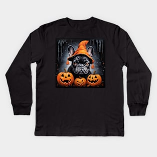 Halloween Black French Bulldog Kids Long Sleeve T-Shirt